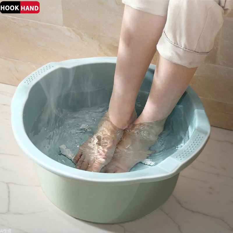 加厚大号足浴盆家用按摩洗脚盆带脚底按摩滑轮泡脚桶足疗桶加高