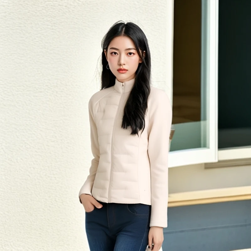 美咘【陈二专属】秋冬款女士时尚百搭舒适立领小蛮腰保暖外套68028