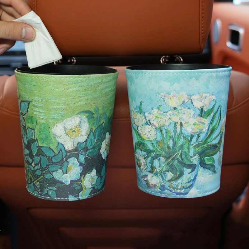 车载垃圾桶汽车内用雨伞收纳网红卡通车上置物垃圾袋挂式杂物小桶