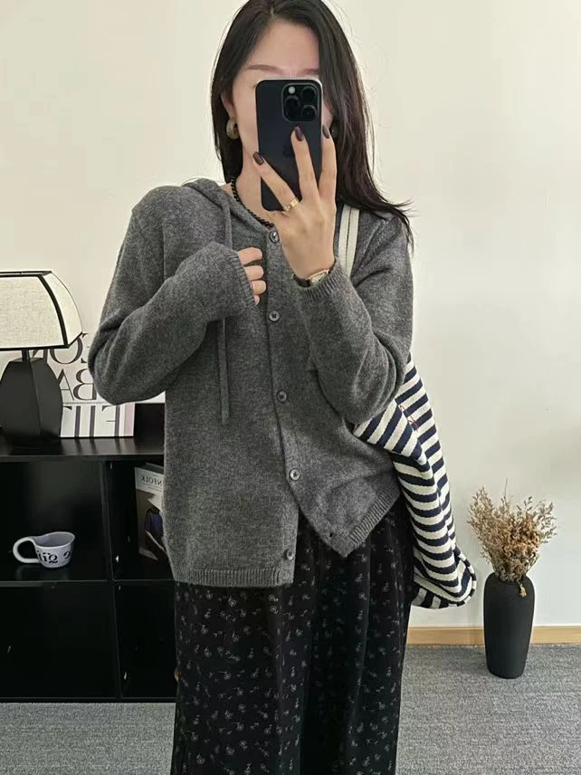 【小灰帽】回领针织开衫设计感长袖针织衫1417