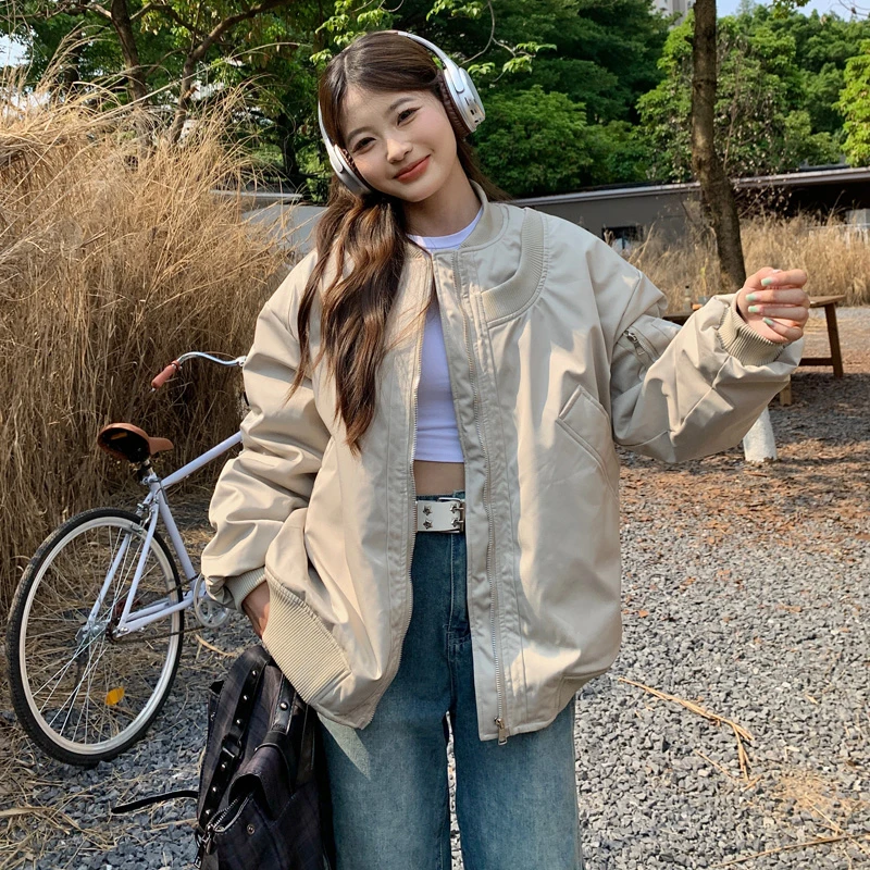 2024新款美式飞行员夹克复古棒球服女棉服ovesize冬季夹棉外套潮