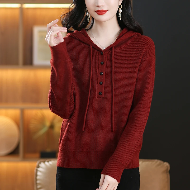 连帽毛衣女春秋漂亮洋气减龄针织卫衣2025新款大码胖mm打底衫显瘦