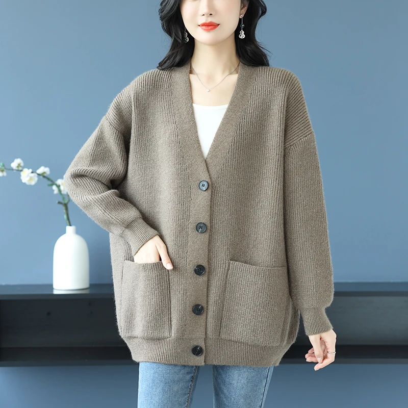 加肥加大码毛衣外套宽松显瘦遮肚子上衣2025新款洋气百搭针织开衫