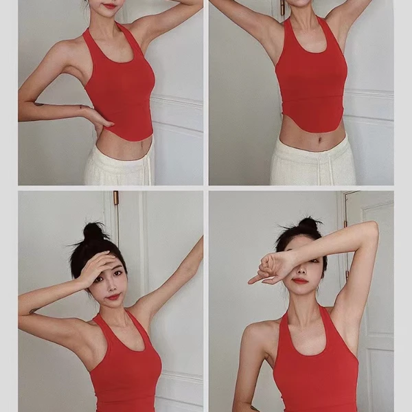 8928-健身运动美背休闲跑步弹力速干上衣瑜伽运动背心跳操健身服