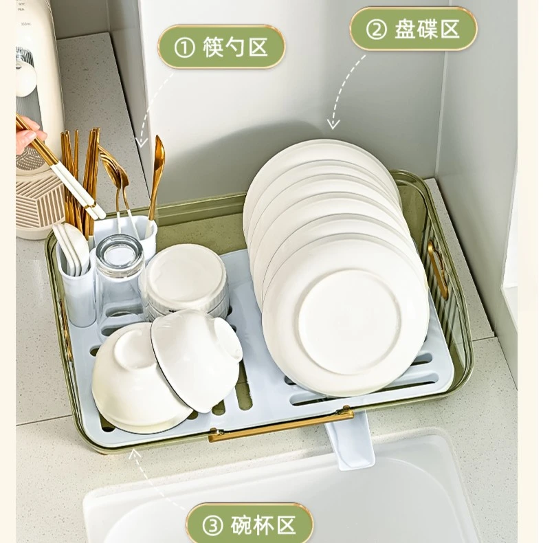 家用厨房碗碟碗盘收纳沥水透明碗架收纳盘放碗餐具盘置物架收纳架