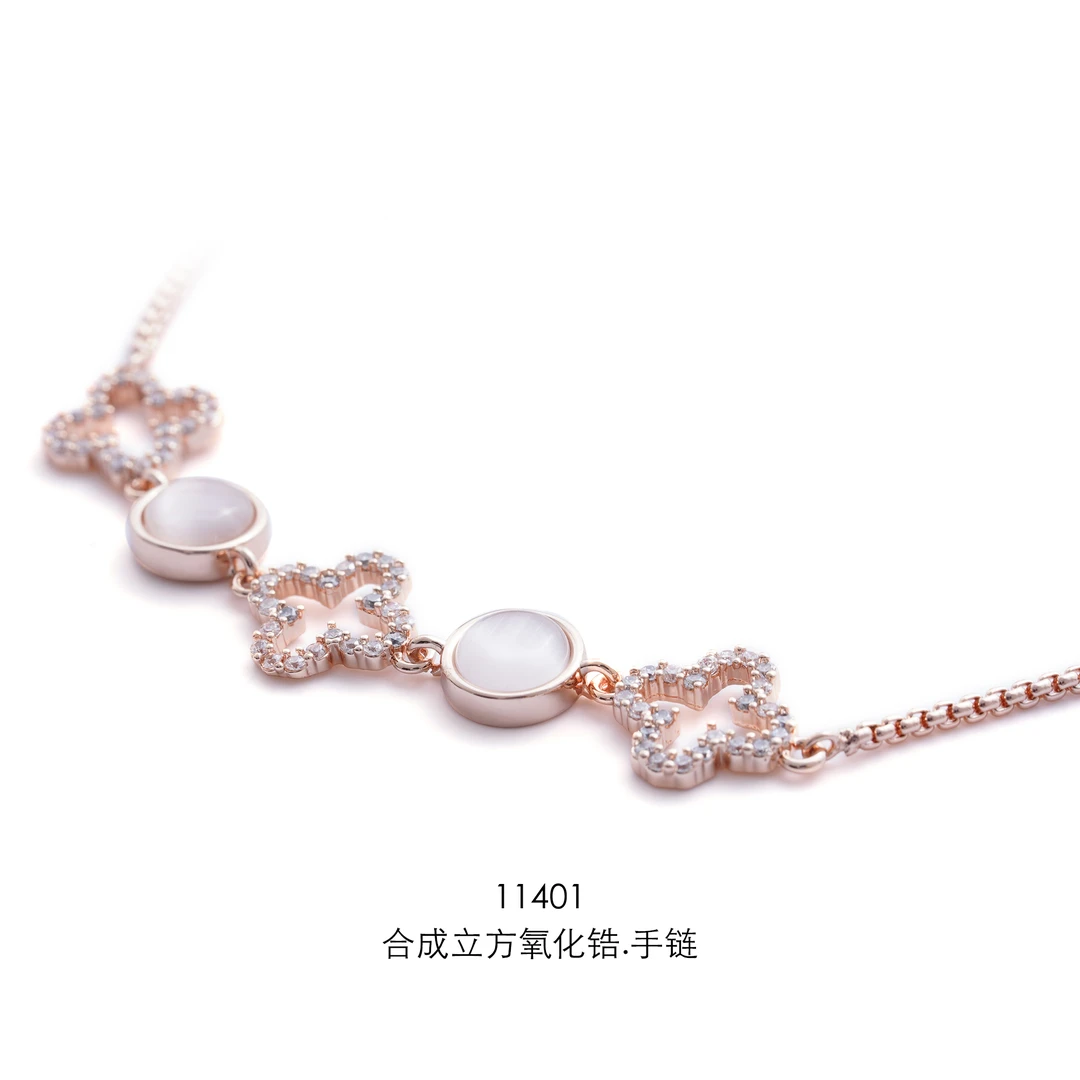 铜合金合成锆石手链 11401气质白色轻奢百搭时尚经典清新款手链