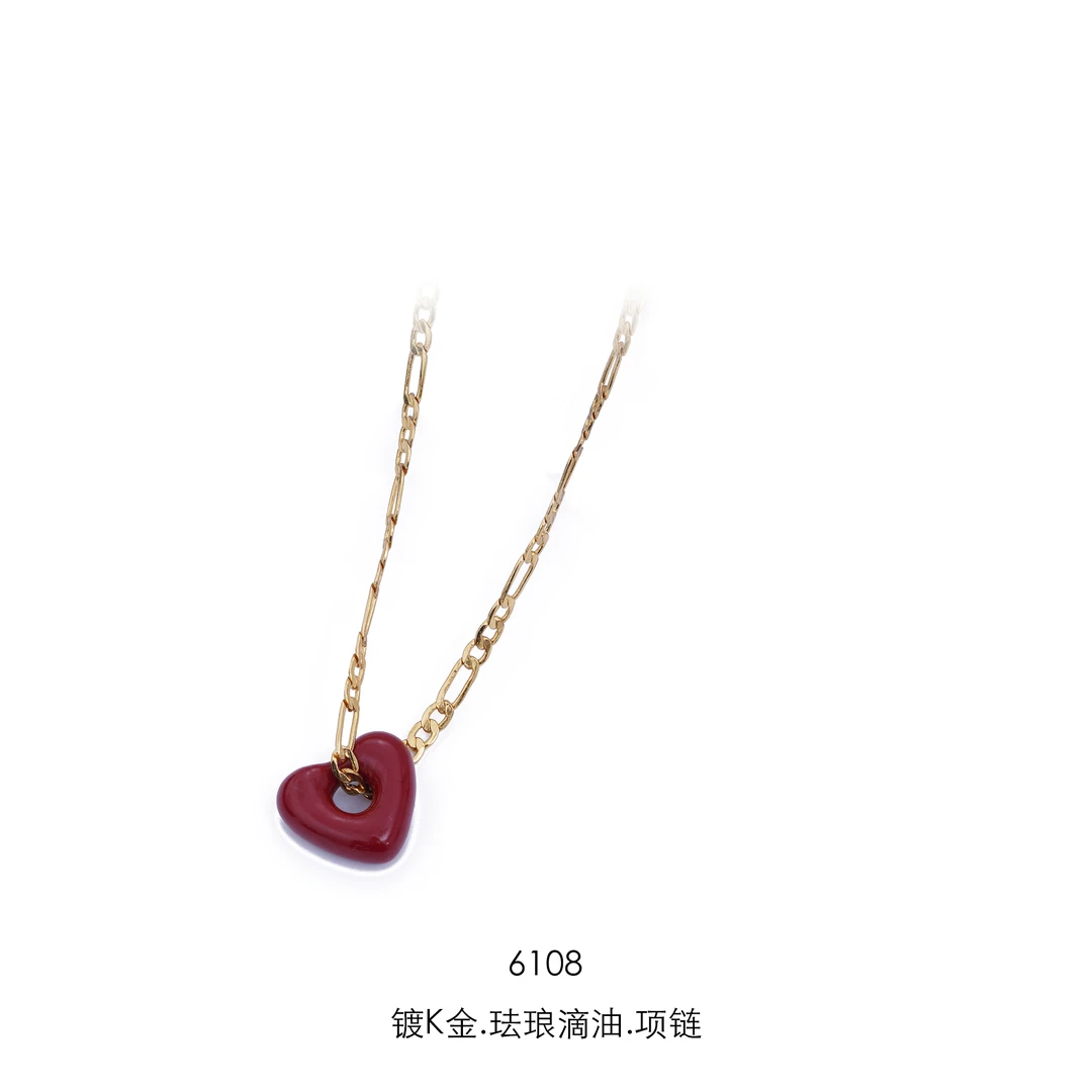 铜合金项链  6108经典时尚气质红心项链精致项链（链长43cm＋8cm）
