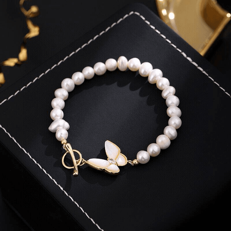 铜合金手链 《货号6804》F 时尚潮流OT扣蝴蝶珠珠手链