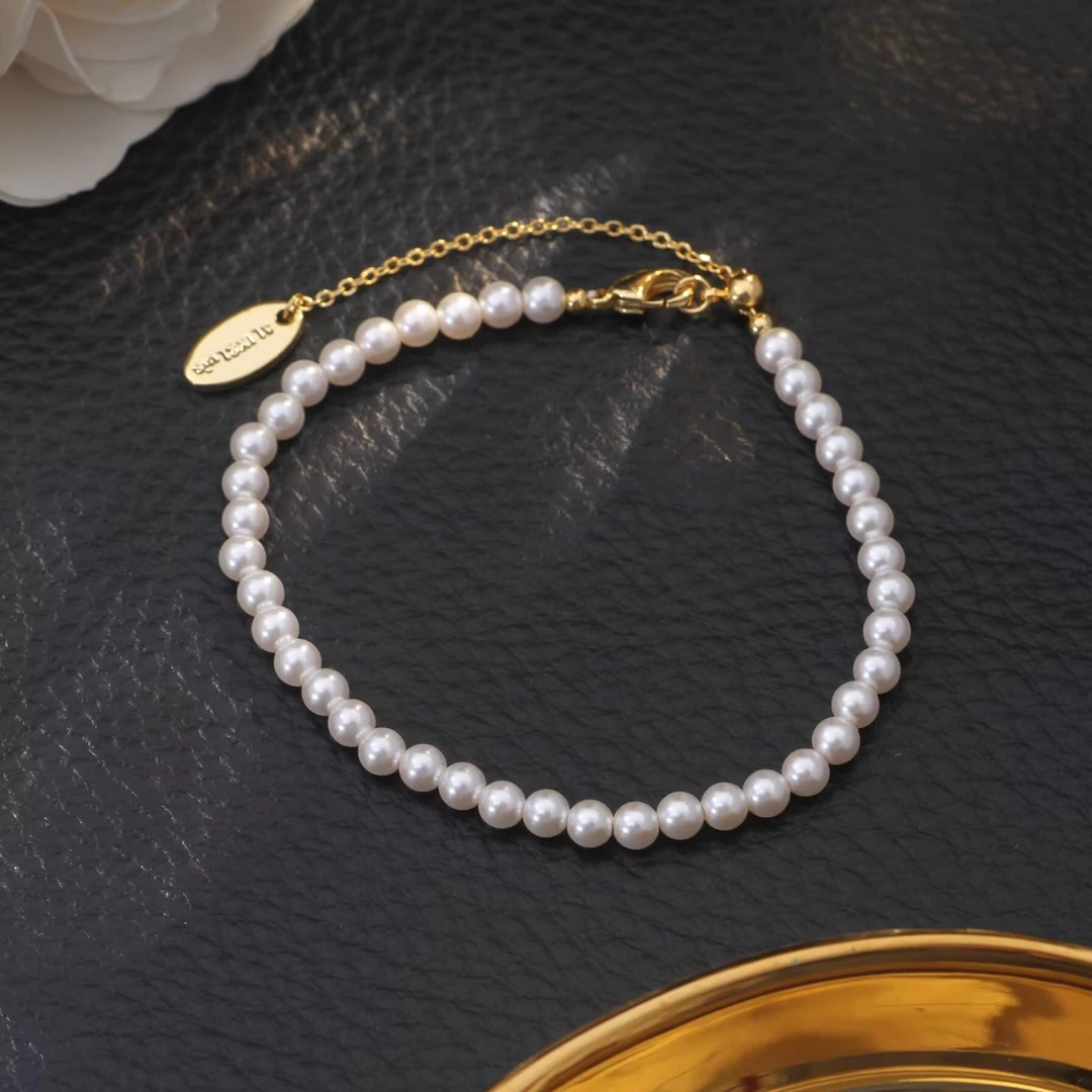 铜合金手链 《货号7617》7265时尚简约小米珠珠手链（链长：16+6cm）