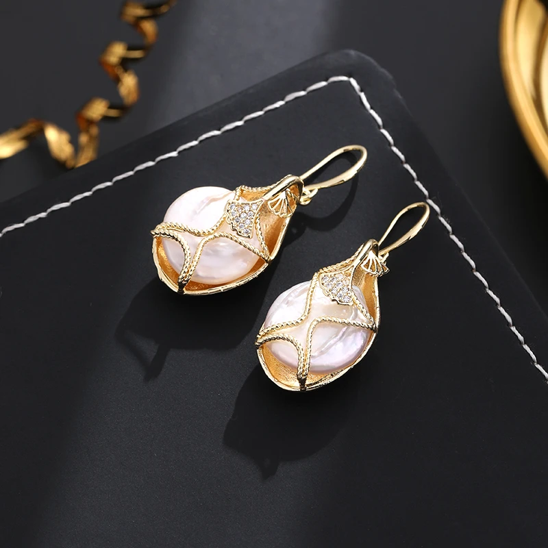 铜合金耳饰 《货号7387+》复古小众异性珠挂钩耳饰