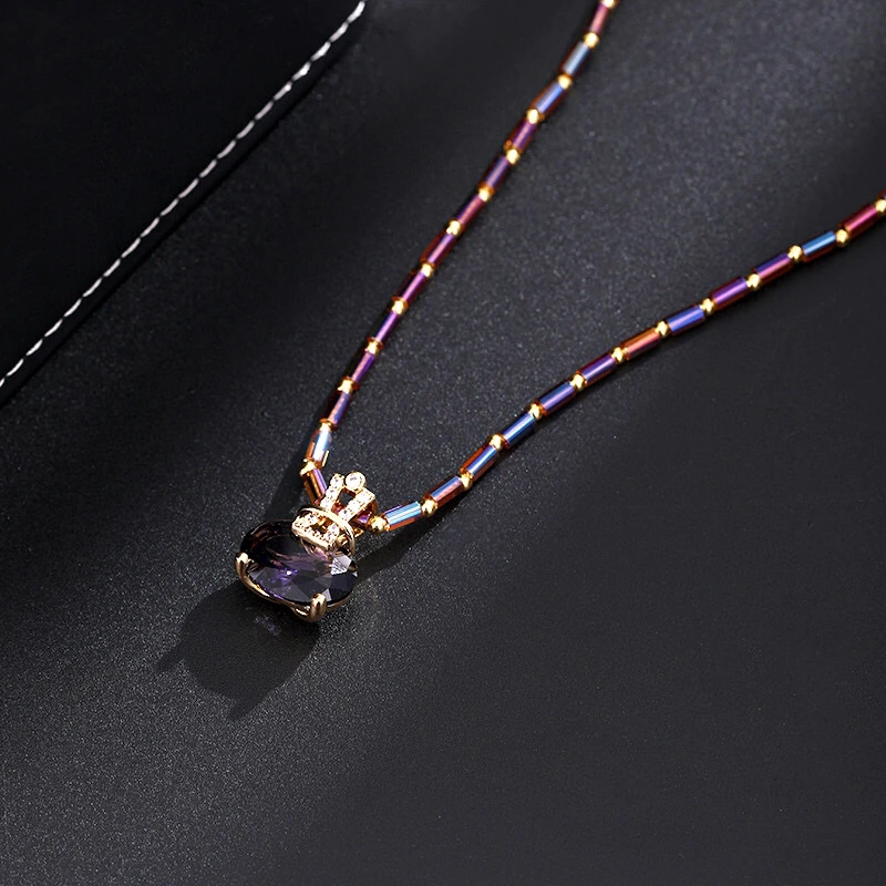 铜合金项链 《货号7067》6222 紫色竹节项链（链长：37+5cm）