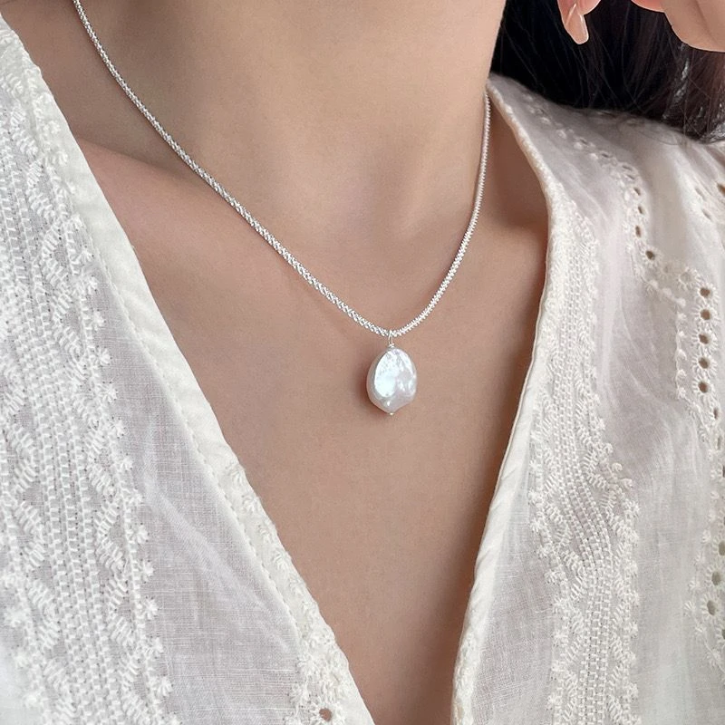 铜合金项链 《货号7620》复古纽扣形异性珠项链（链长：41+6cm）