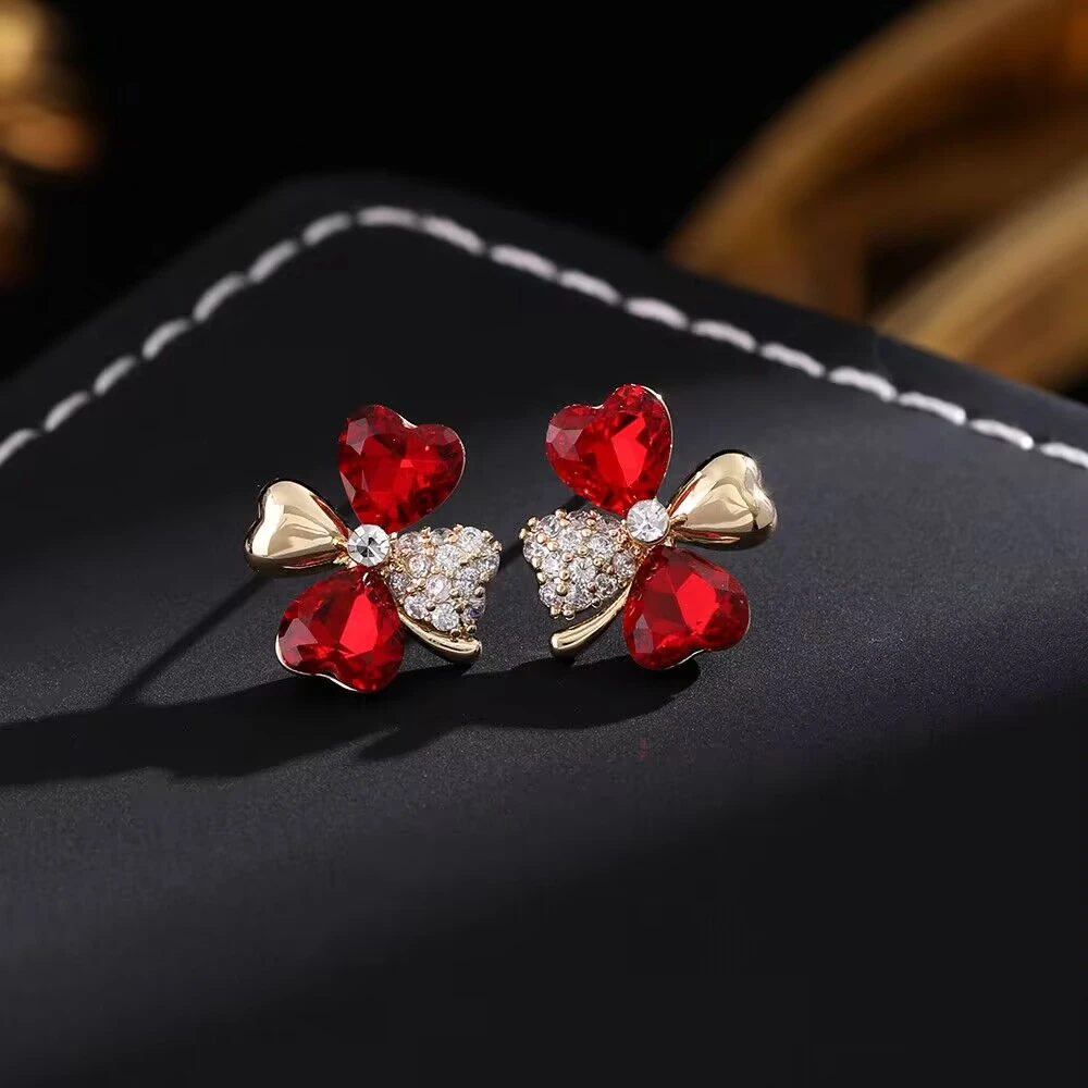 铜合金耳饰 《货号6427》 F四叶草蝴蝶结耳环