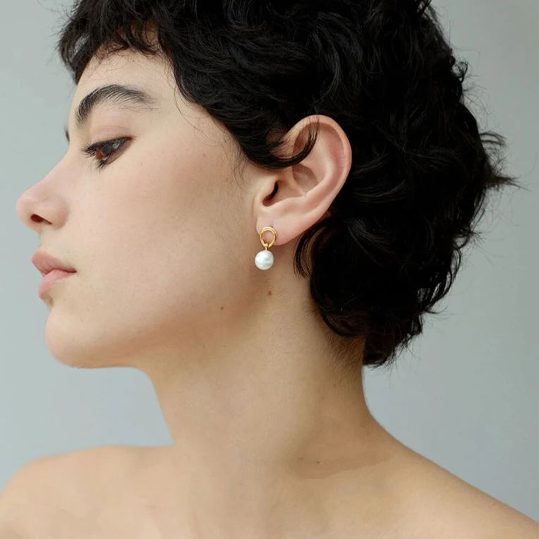 铜合金耳饰 《货号8647》气质冷淡风珠珠耳环