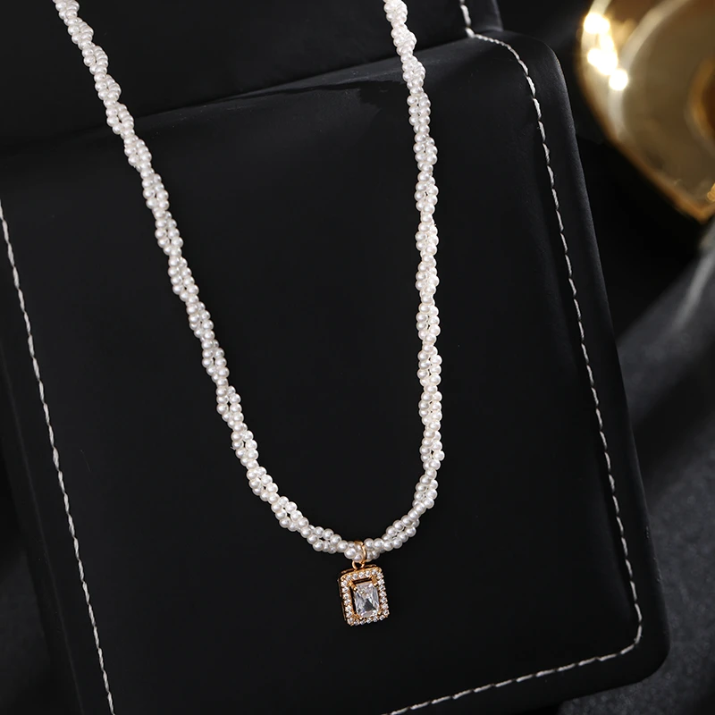 铜合金项链 《货号7376》ins小众设计感小米珠珠叠戴项链