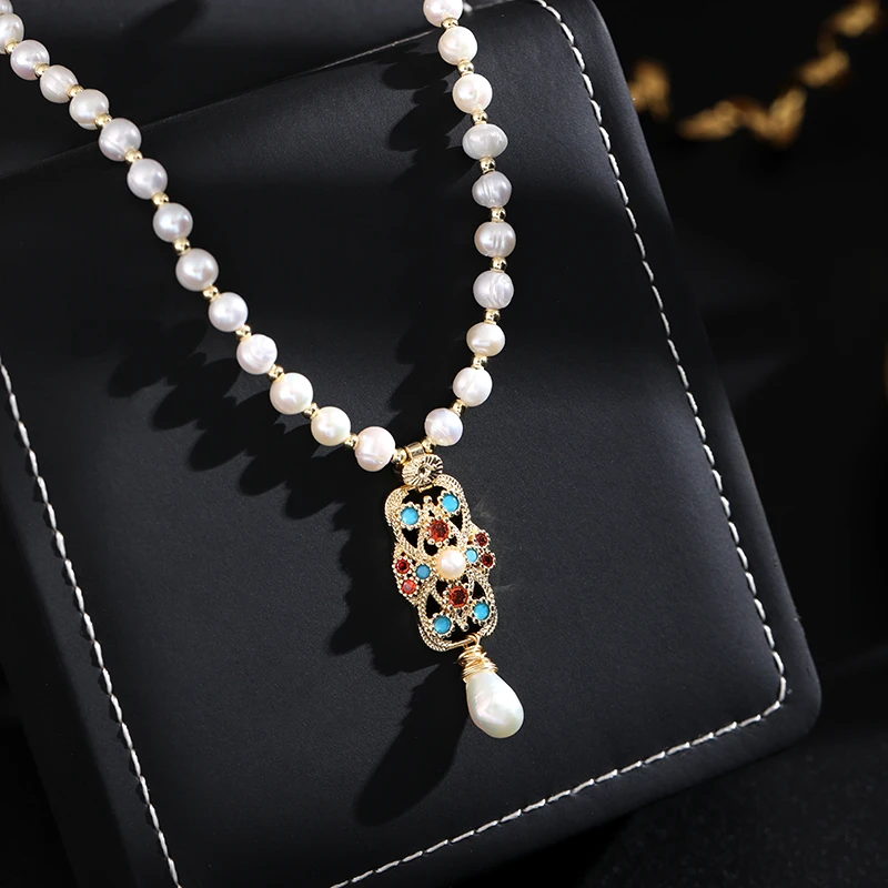 铜合金项链 《货号7416》复古国风时尚珠珠项链（链长：40+6cm）