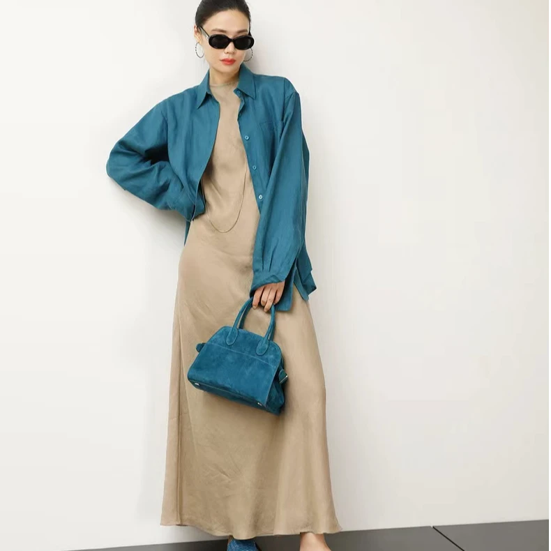 简约亚麻无袖连衣裙