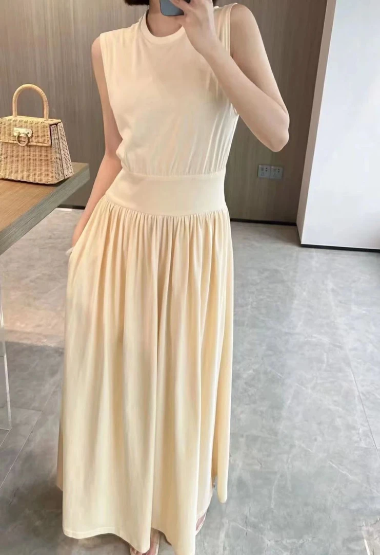 【五一出游】春夏北欧轻奢收腰显瘦无袖长款连衣裙瑕疵