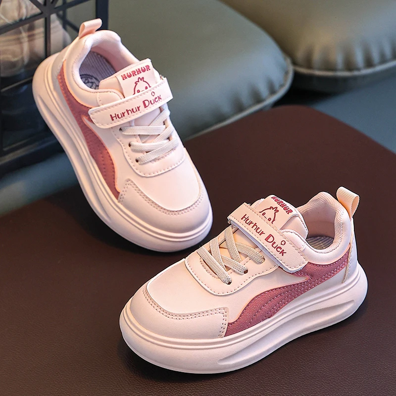 【小黄鸭开学季新款秋季儿童百搭时尚简约休闲魔术贴小白鞋板鞋