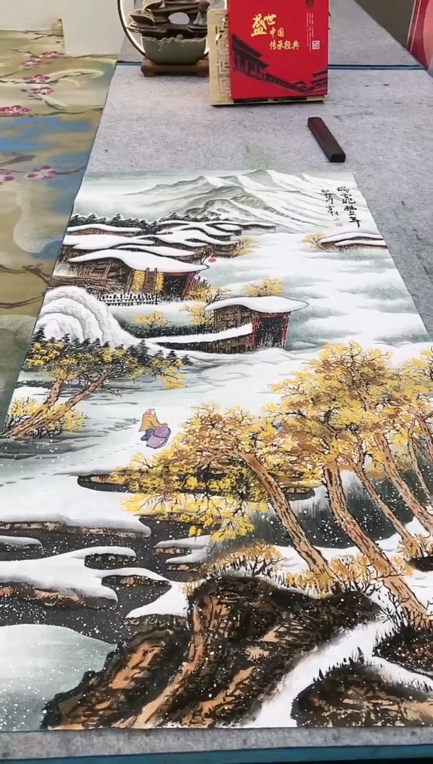 【闪购商品】绘画雪林-现场创作四尺雪景/无框/X060