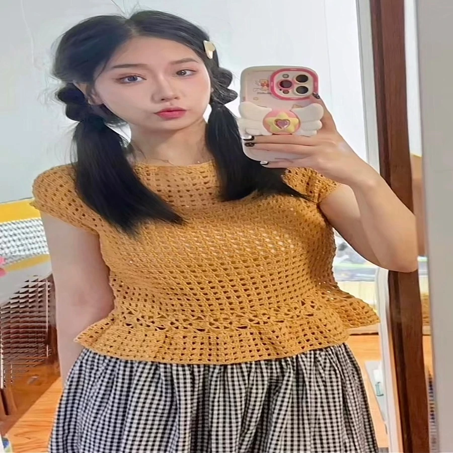 （萌宝编织团智玫）棣棠花短袖教程