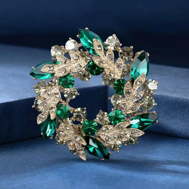 铜合金合成锆石胸针 花团锦簇紫荆花高档胸针放走光收腰轻奢胸花