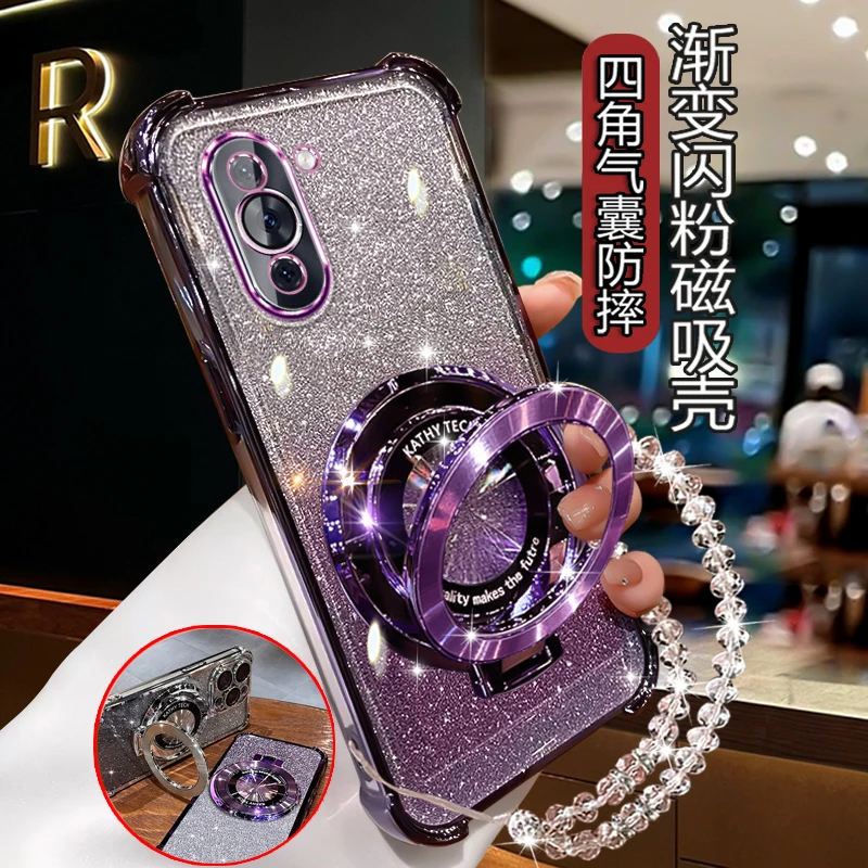 适用华为nova10手机壳NCO-AL00女时尚高档NOVA10 PRO闪粉软壳支架