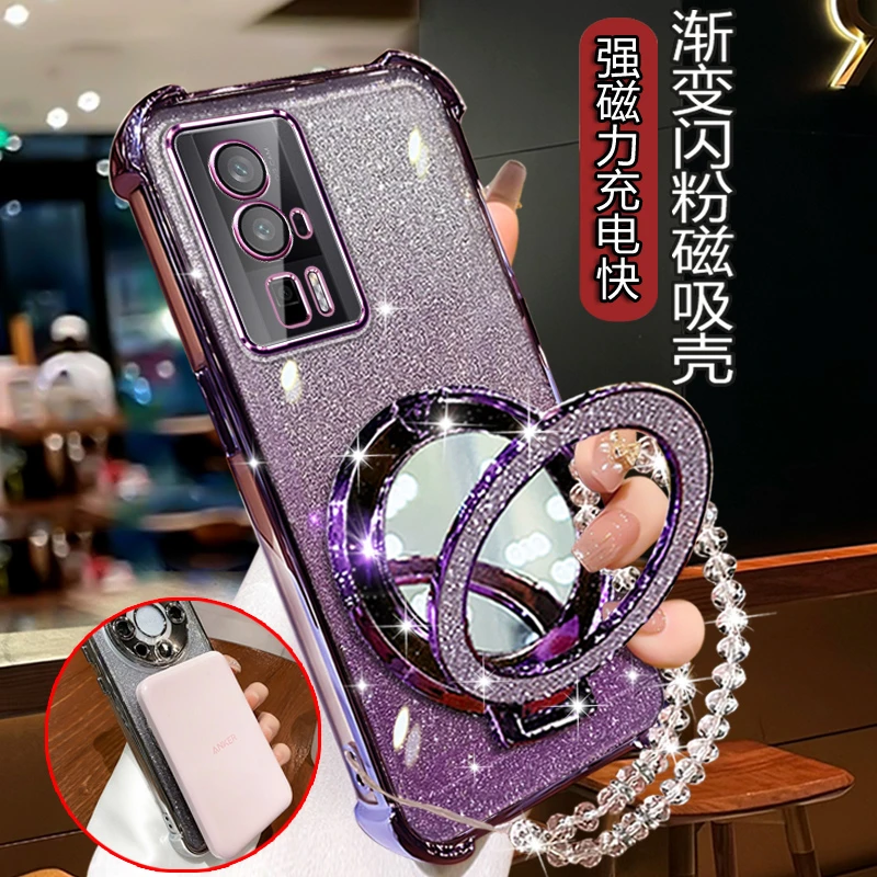 适用红米k60手机壳女潮款 四角防摔气囊加厚Redmik60软壳电镀轻奢