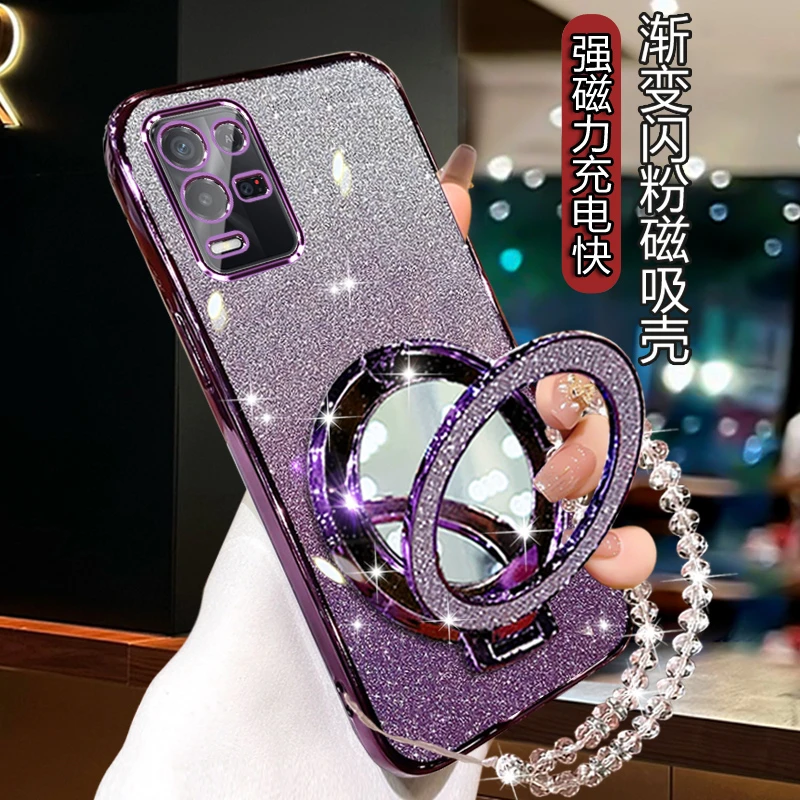 5gOPPOk9x手机壳防摔轻奢oppoPGCM10女高级闪粉0PP0K9x软壳带支架