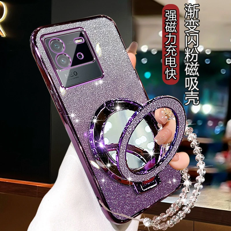 vivoIQOONeo6手机壳se女网红时尚小众潮创意V2196A软壳带镜子支架