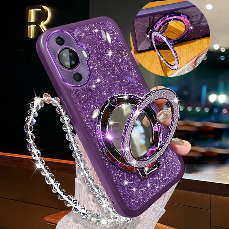 华为Nova12活力版FIN-AL60手机壳带镜头膜全包防摔网红补妆镜支架