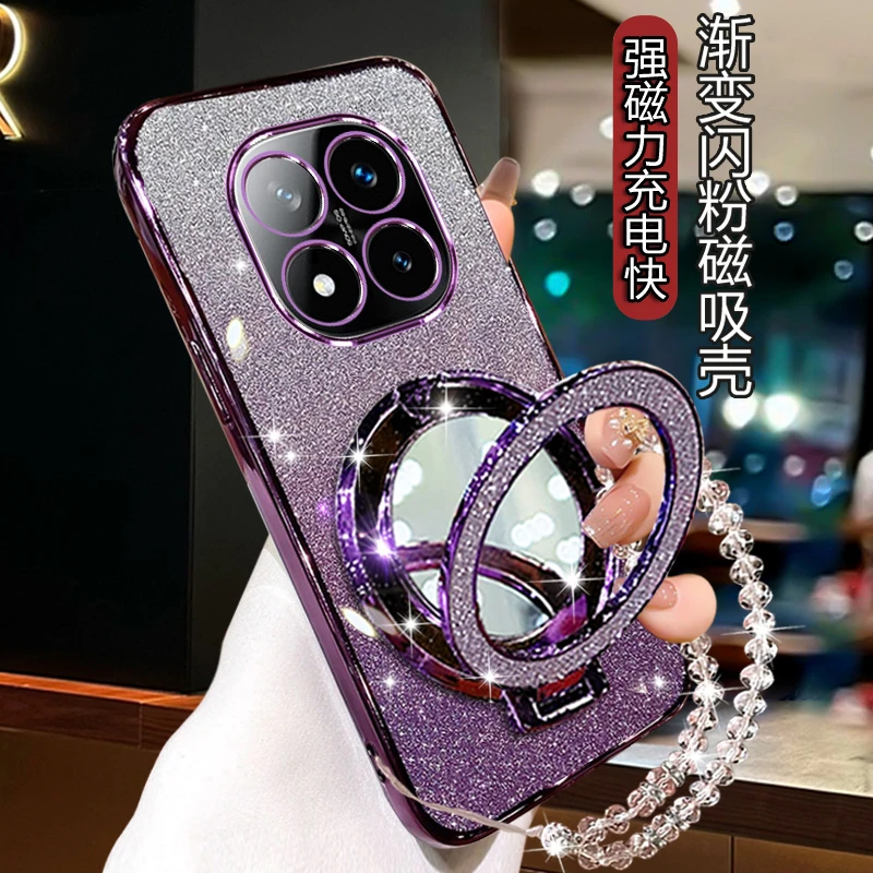 适用红米Note14pro手机壳女潮5G新款RedmiNote14Pro+软壳带镜支架