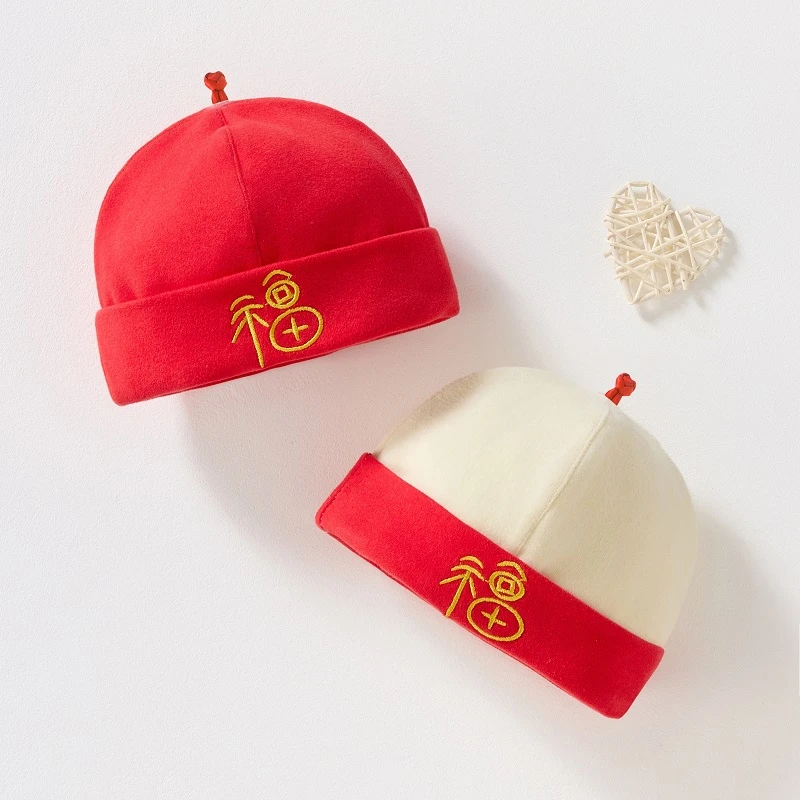 婴儿帽子秋冬季纯棉胎帽新生儿宝宝满月初生无骨护囟门百天瓜皮帽