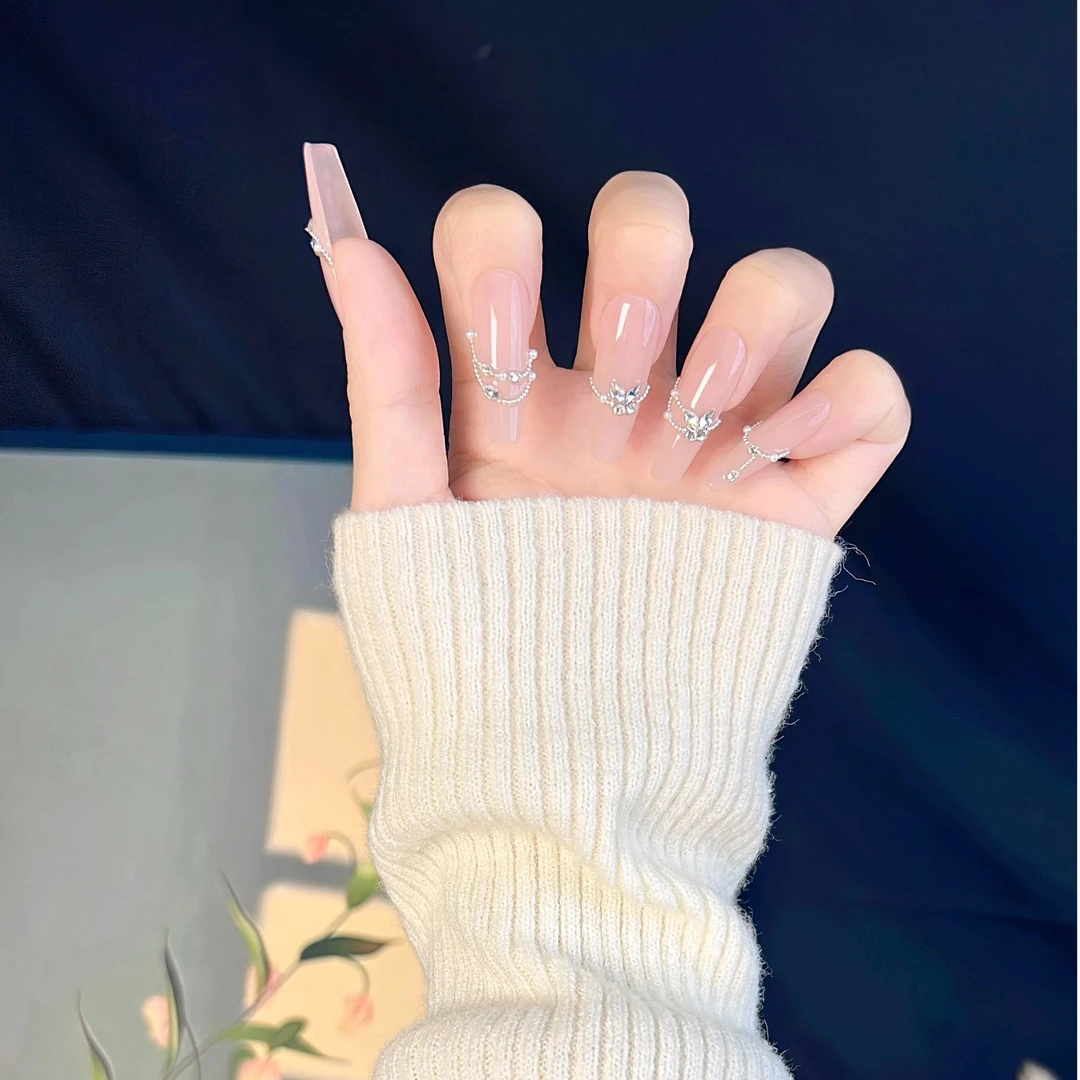 【芳慕】♡ 小指艺手工穿戴甲（裸色小锆石）