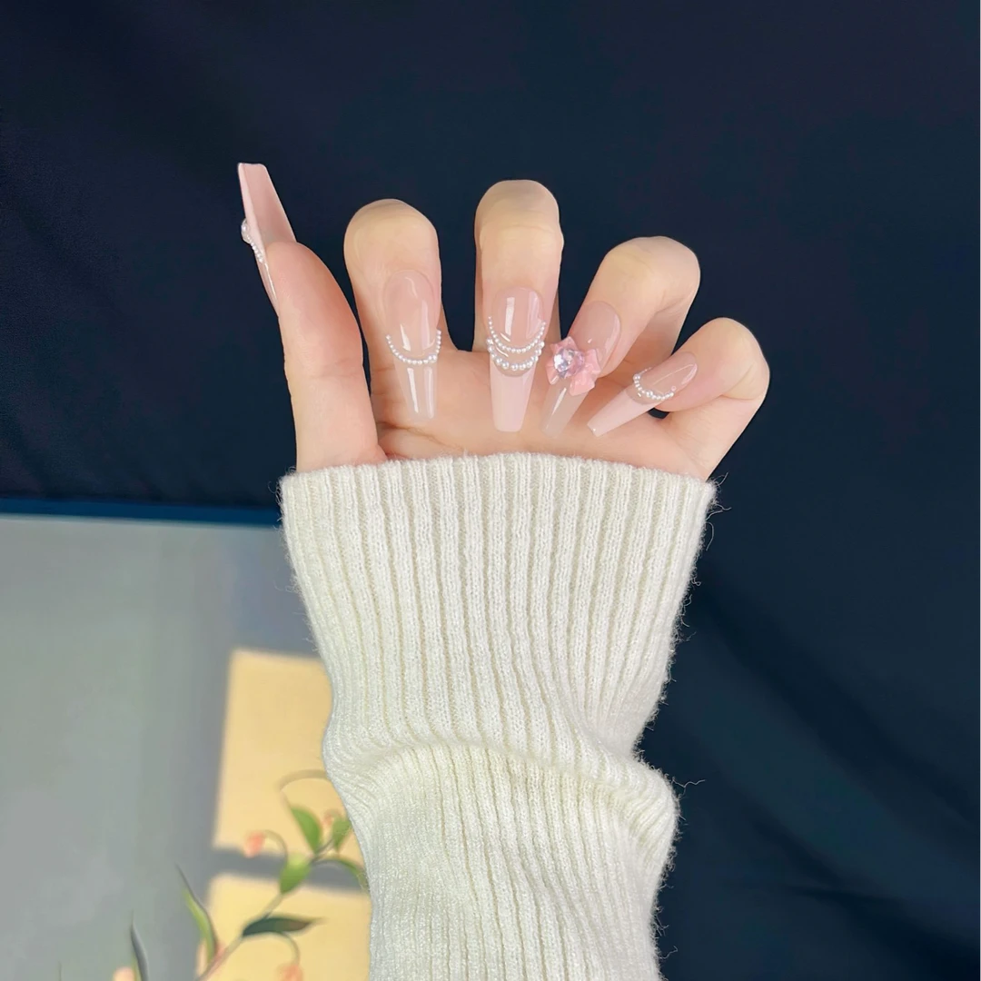 【桃气】♡ 小指艺手工穿戴甲（皮粉法式）