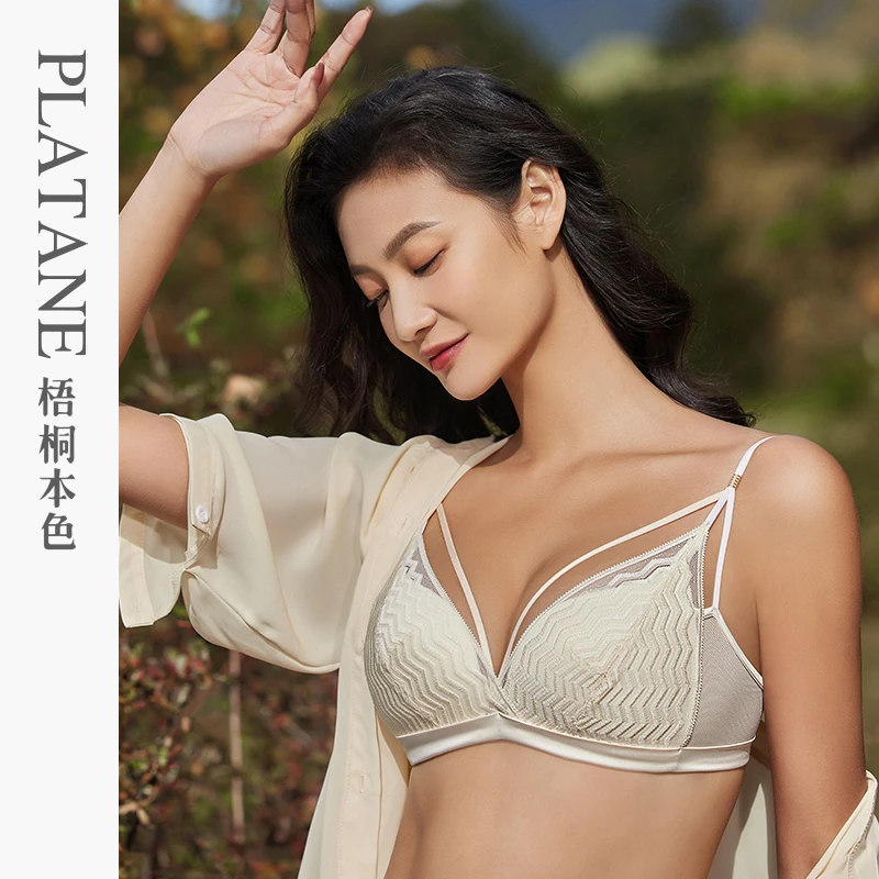 梧桐本色无钢圈薄款内衣美背小胸聚拢中厚三角杯女士文胸22163