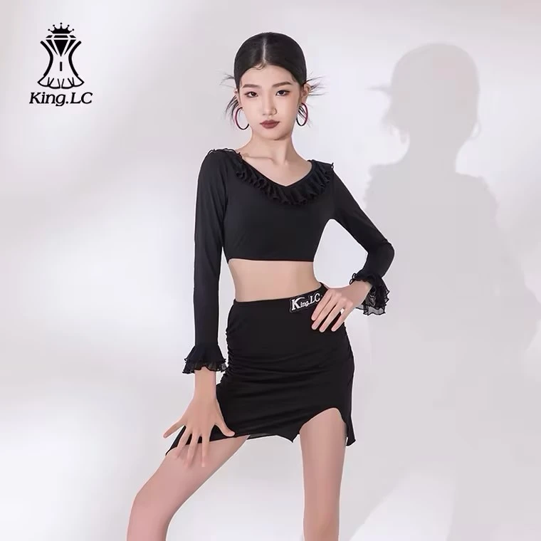 鹏翼之美2024秋冬少儿拉丁舞服练功服儿童舞服套装KW24326Y长袖