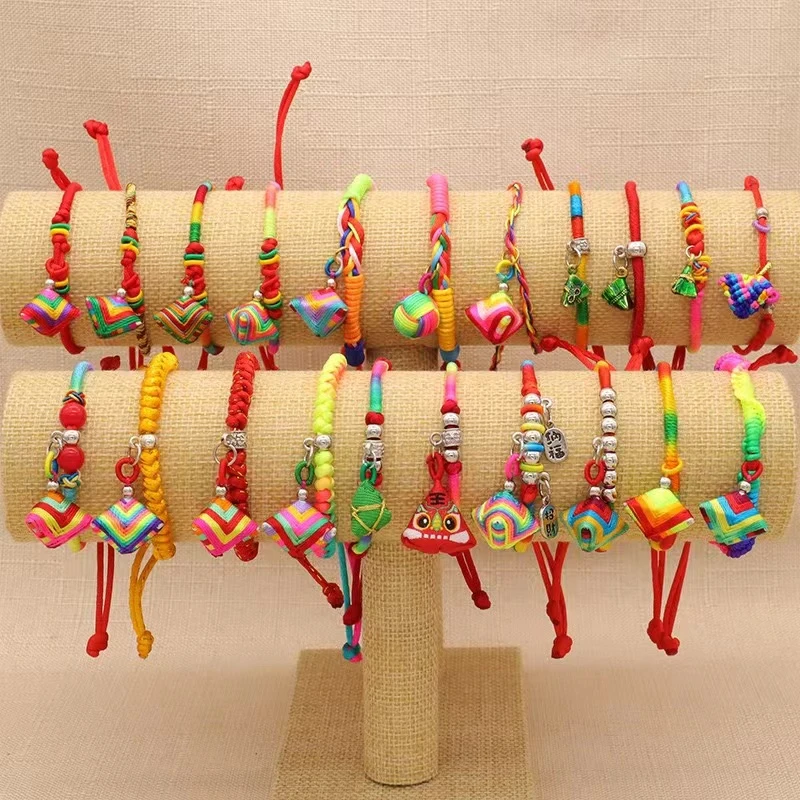 到手3条 端午节五彩绳链