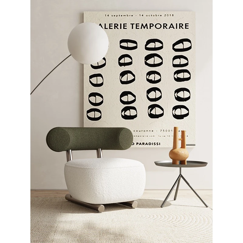 意式单人沙发椅客厅侘寂风懒人休闲椅洽谈轻奢设计师款羊羔绒现代