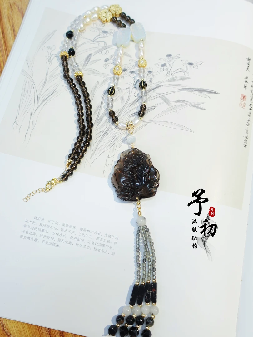铜吊坠 予初【冰耀九尾长璎珞】原创设计手工古风汉服配饰璎珞背云