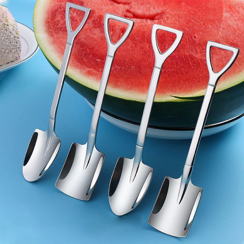 【2元福利】不锈钢铁锹勺子创意可爱小勺子家用吃饭铁铲西瓜勺甜