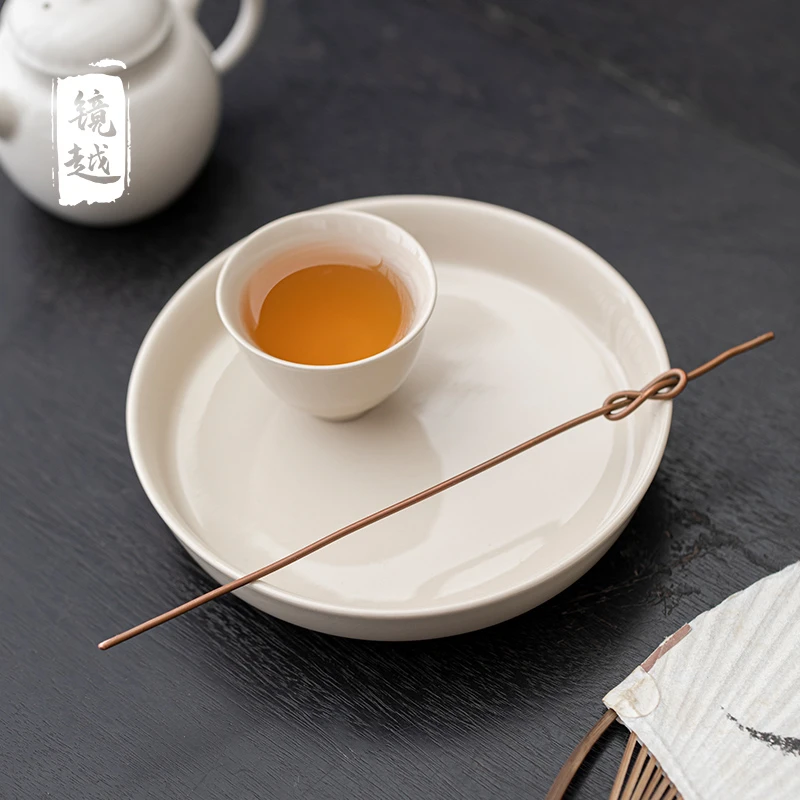 镜越  复古草木灰圆形壶承手工家用茶壶托盘配件养壶垫茶托干泡台