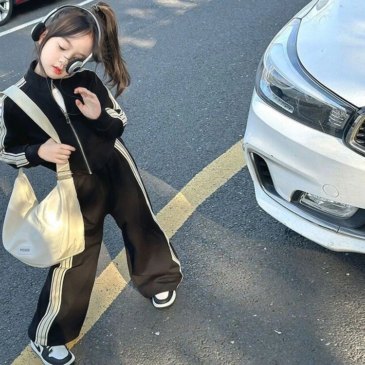 女童童装女童秋装套装网红衣服洋气2024新款春秋儿童运动服时髦