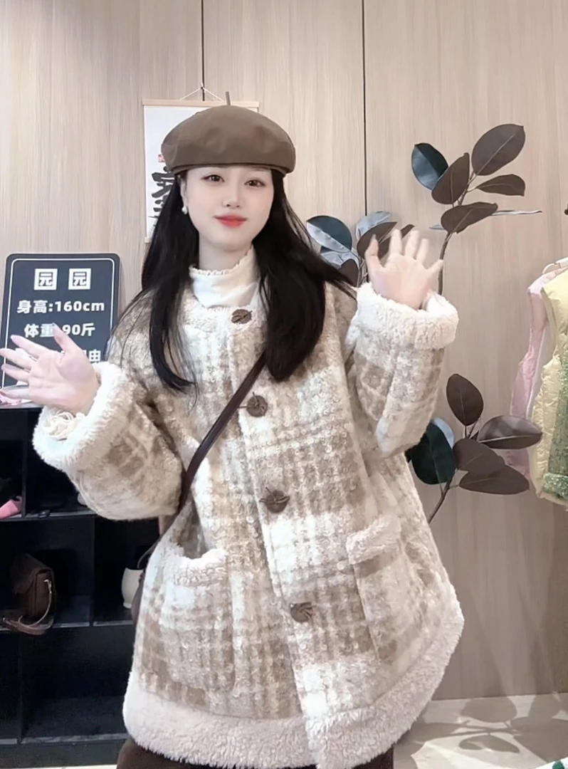 【奶油棕格子】园园推荐 毛绒绒秋冬保暖外套
