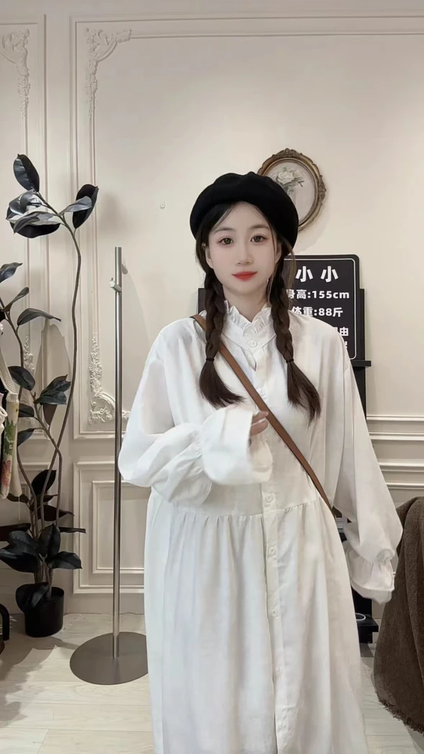 【新国风提花连衣裙~】2024上新款加厚打底 衬衫裙 纯棉