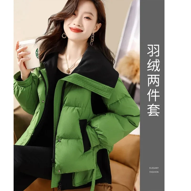 冬季伊曼捡漏撤柜小个子短款羽绒服女可拆卸白鸭绒加厚马甲两件