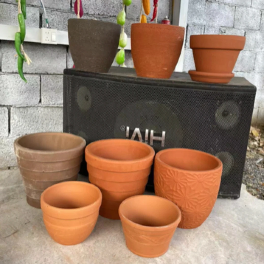 清仓手工浮雕陶盆创意简约花园阳台绿植盆红陶花盆透气专用客厅
