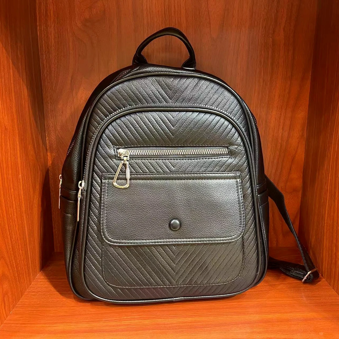 高级感纯色双肩包时尚百搭通勤旅游背包