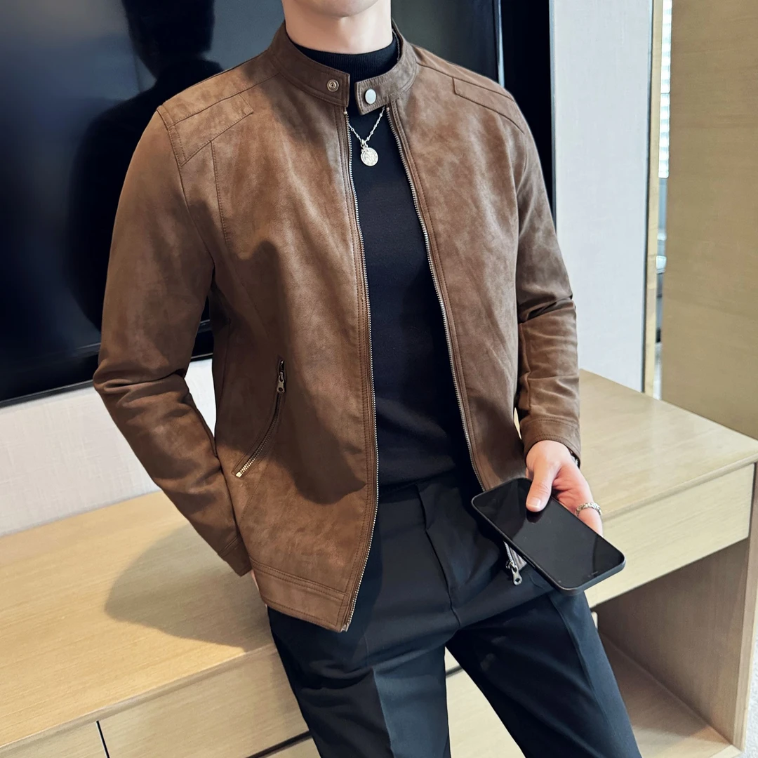 外套男士秋季新款韩版修身茄克衫男潮流帅气立领男夹克休闲上衣男