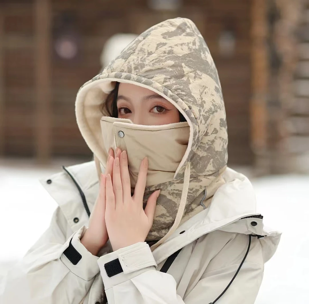 【大麦】帽子秋冬季保暖百搭围脖围巾一体冬天骑车防风防寒帽